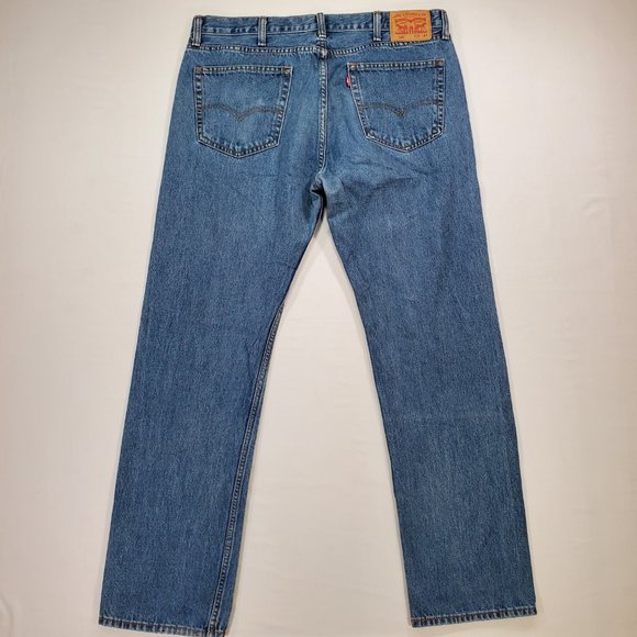 Levis 505 Jeans Mens 38x34 Heavy Blue Denim Regular Fit Straight Leg Classic - Picture 7 of 16
